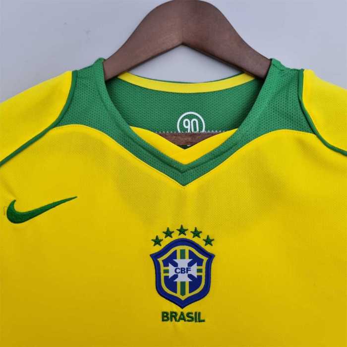 Retro Jersey 2004 Brazil Home Soccer Jersey Vintage Brasil Camisetas de Futbol