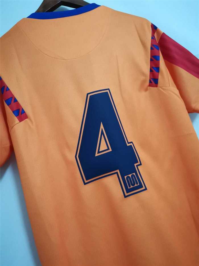 with UCL Patch Retro Jersey 1991-1992 Barcelona 4 Away Orange Soccer Jersey