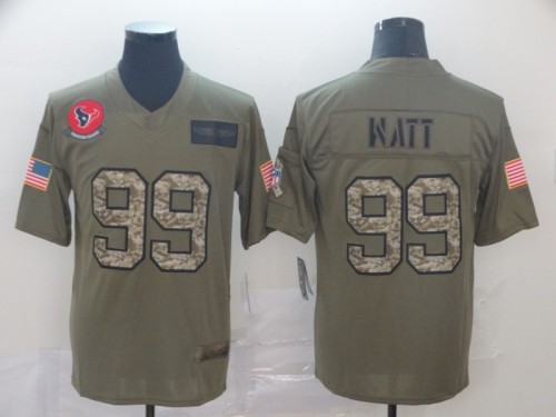 Houston Texans 99 WATT 2019 Olive Camo Salute To Service Limited Jersey