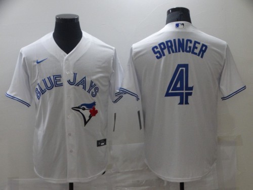 Blue Jays 4 George Springer White 2020 Cool Base Jersey