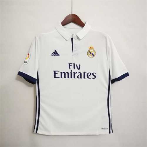 with LFP Patch Retro Jersey 2016-2017 Real Madrid Home Soccer Jersey
