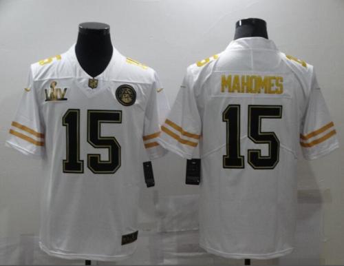 Chiefs 15 Patrick Mahomes White Gold 2020 Super Bowl LIIV Vapor Untouchable Limited Jersey