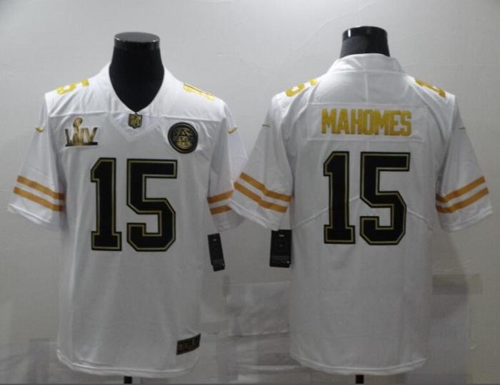 Chiefs 15 Patrick Mahomes White Gold 2020 Super Bowl LIIV Vapor Untouchable Limited Jersey