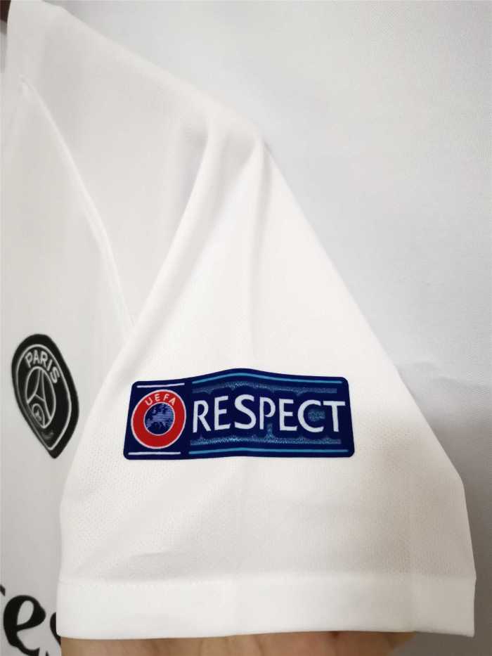with UCL Patch Retro Jersey 2018-2019 PSG Away White Soccer Jersey Vintage Paris Football Shirt