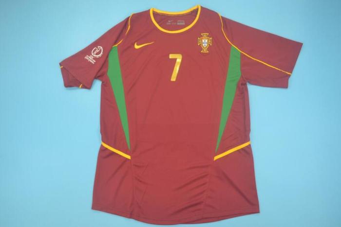 with World Cup Patch Retro Jersey 2002 Portugal 7 FIGO Home Soccer Jersey