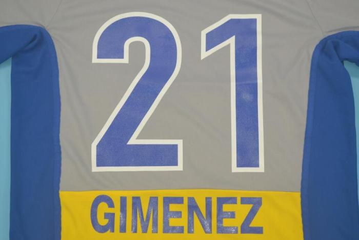 Retro Jersey 2002-2003 Boca Juniors 21 GIMENEZ Away Grey Soccer Jersey Vintage Football Shirt