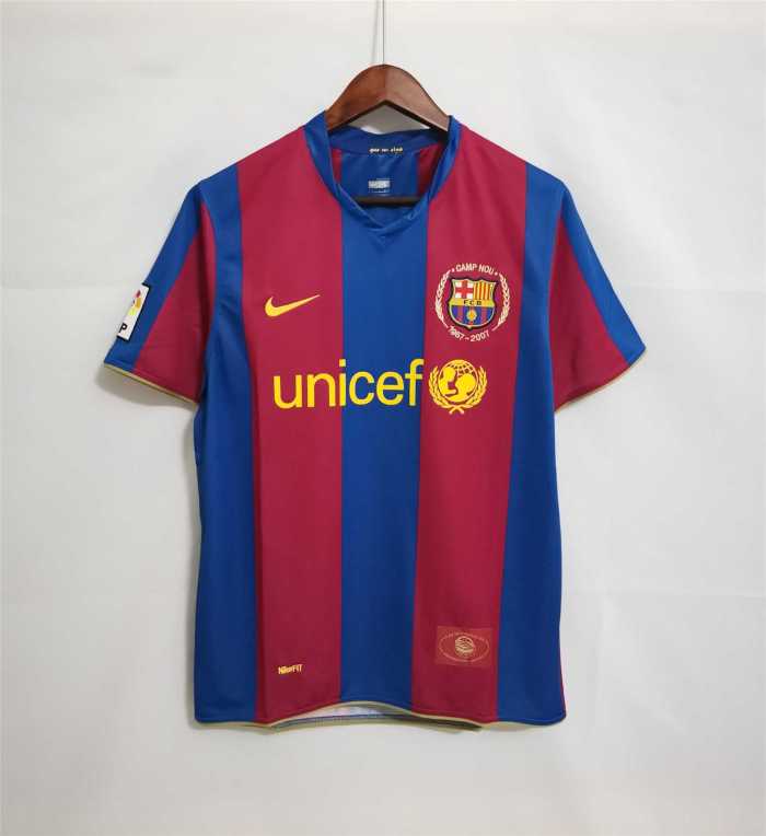 with LFP Patch Retro Jersey 2007-2008 Barcelona RONALDINHO 10 Home Soccer Jersey