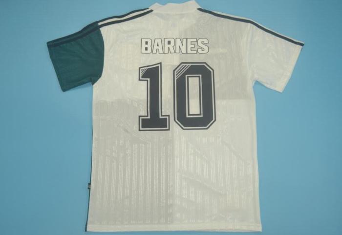 Retro Jersey 1995-1996 Liverpool 10 BARNES Away White/Green Soccer Jersey