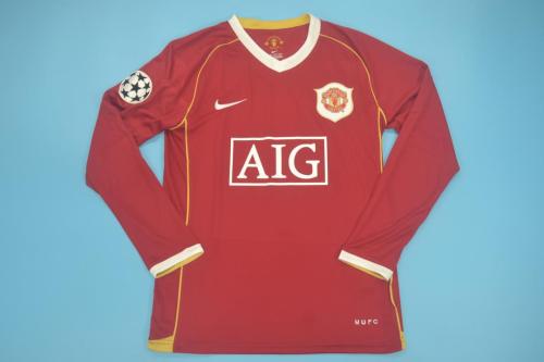 with UCL Patch Long Sleeve Retro Jersey 2006-2007 Manchester United Home Soccer Jersey