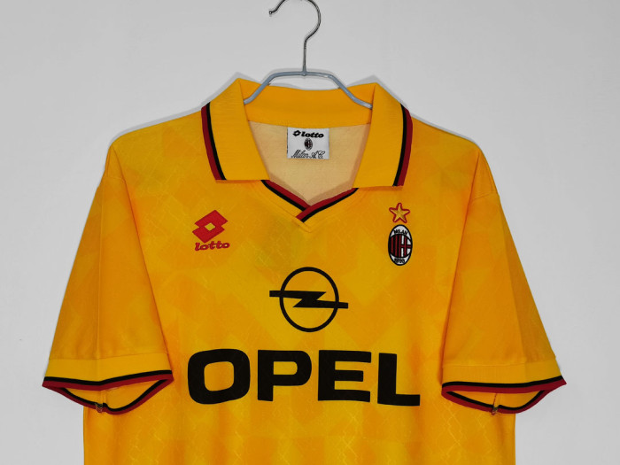 Retro Jersey 1995-1996 AC Milan 3rd Away Yellow Soccer Jersey