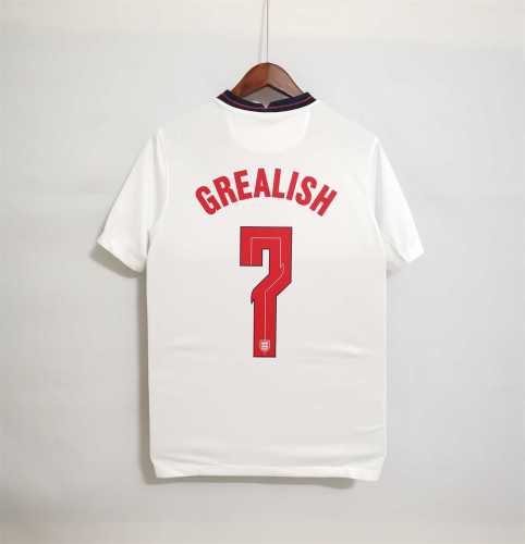 with Euro 2020 Patch Retro Jersey 2020 England GREALISH 7 Home Soccer Jersey