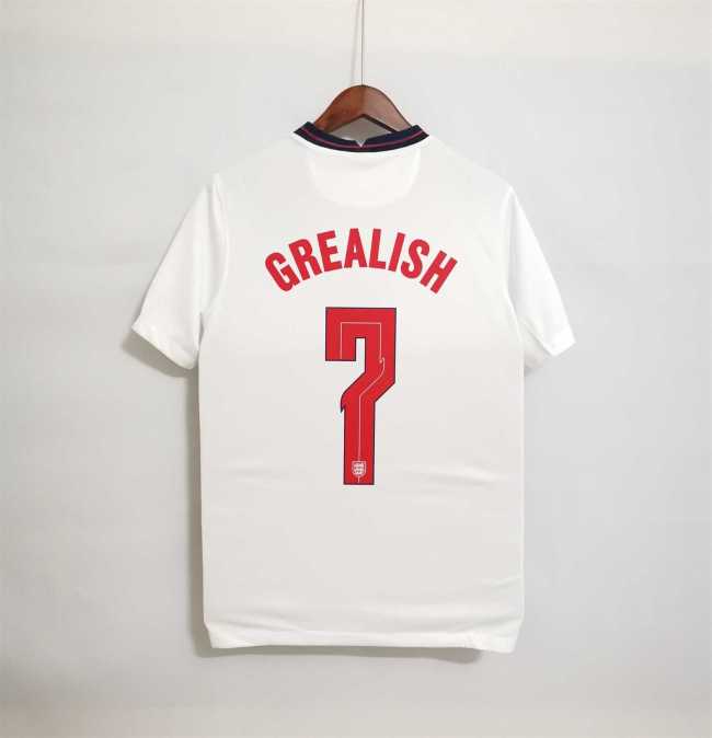 with Euro 2020 Patch Retro Jersey 2020 England GREALISH 7 Home Soccer Jersey