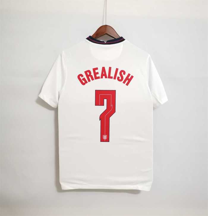 with Euro 2020 Patch Retro Jersey 2020 England GREALISH 7 Home Soccer Jersey
