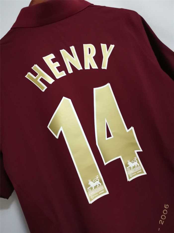 with Front Lettering+EPL Patch Retro Jersey 2005-2006 Arsenal HENRY 14 Home Soccer Jersey