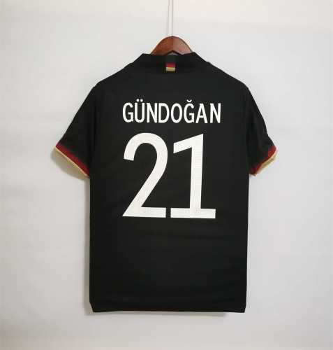 with Euro 2020 Patch Retro Jersey 2020 Germany GUNDOGAN 21 Away Black Soccer Jersey