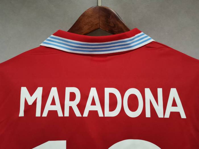 Retro Jersey 1988-1989 Calcio Napoli MARADONA 10 Away Red Soccer Jersey