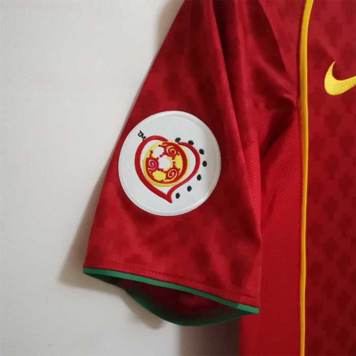 with Front Lettering+Euro Patch Retro Jersey 2004 Portugal Home Soccer Jersey
