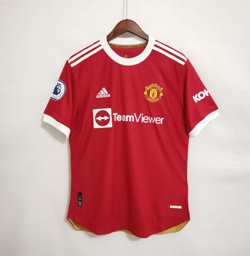 with EPL Patch Retro Jersey Player Version 2021-2022 Manchester United Home Soccer Jersey