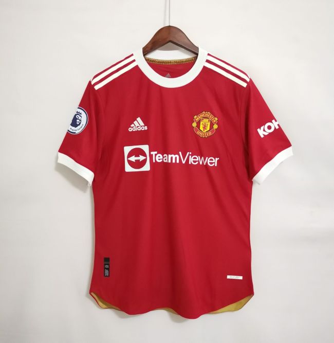with EPL Patch Retro Jersey Player Version 2021-2022 Manchester United Home Soccer Jersey