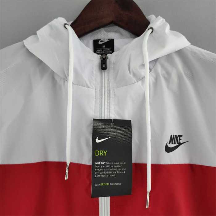 Nk White/Red Soccer Windbreaker Jacket