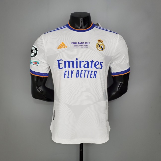 with Front Lettering+UCL Patch Player Version Retro Jersey 2021-2022 Real Madrid Home Soccer Jersey