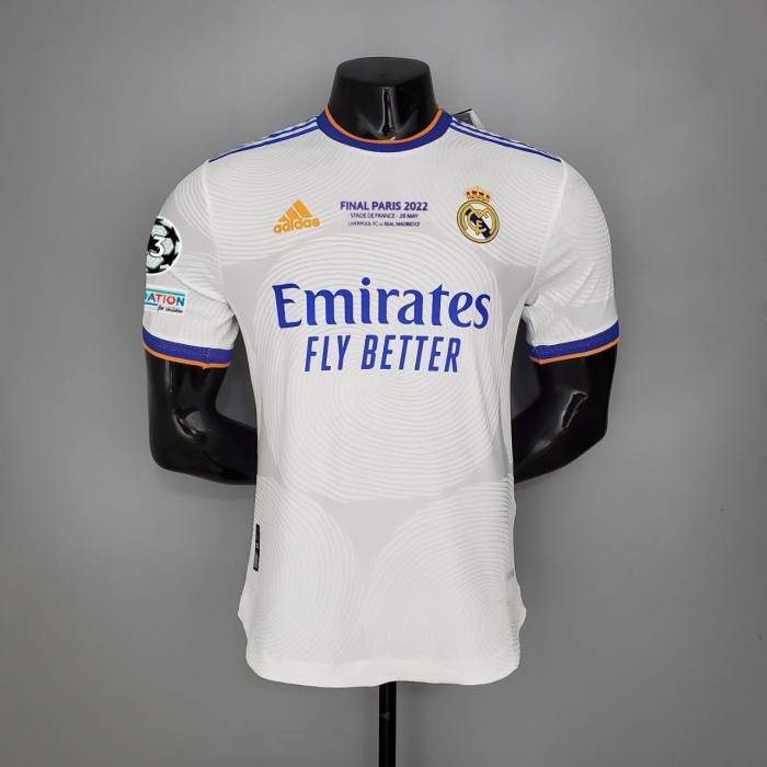 with Front Lettering+UCL Patch Player Version Retro Jersey 2021-2022 Real Madrid Home Soccer Jersey