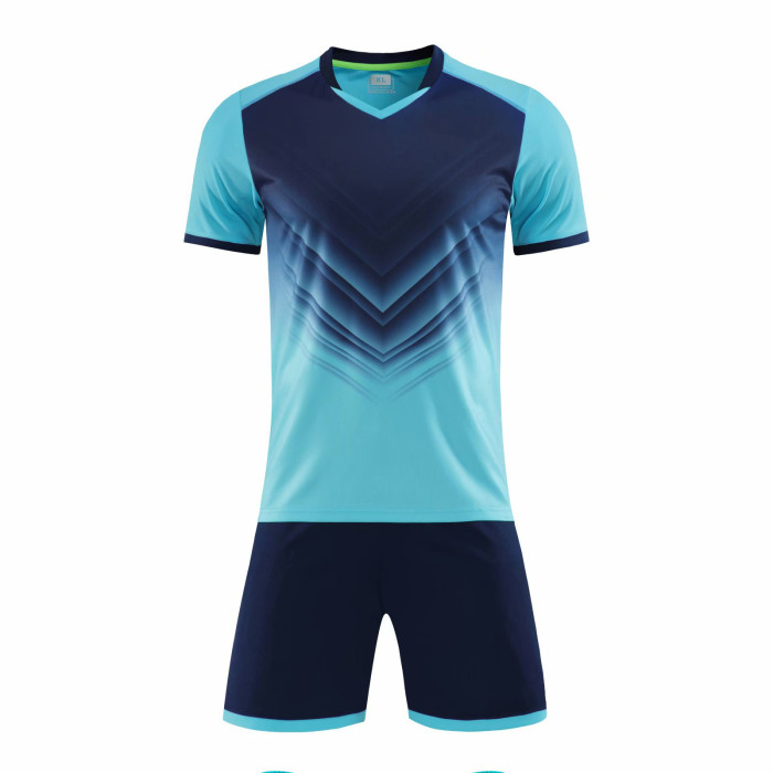 Light Blue 6317 DIY Soccer Training Uniforms Custom Jersey and Shorts and Socks
