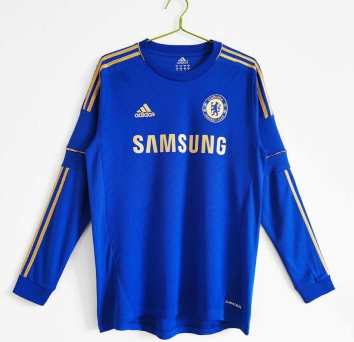 Long Sleeve Retro Jersey 2012-2013 Chelsea Home Blue Soccer Jersey
