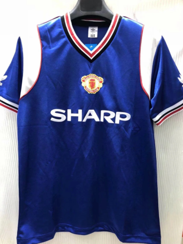 Retro Jersey 1985-1986 Manchester United Away Blue Soccer Jersey Vintage Football Shirt