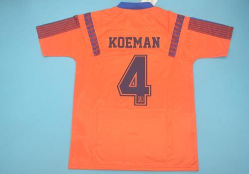Retro Jersey 1992 Barcelona 4 KOEMAN Away Orange UCL Final Soccer Jersey