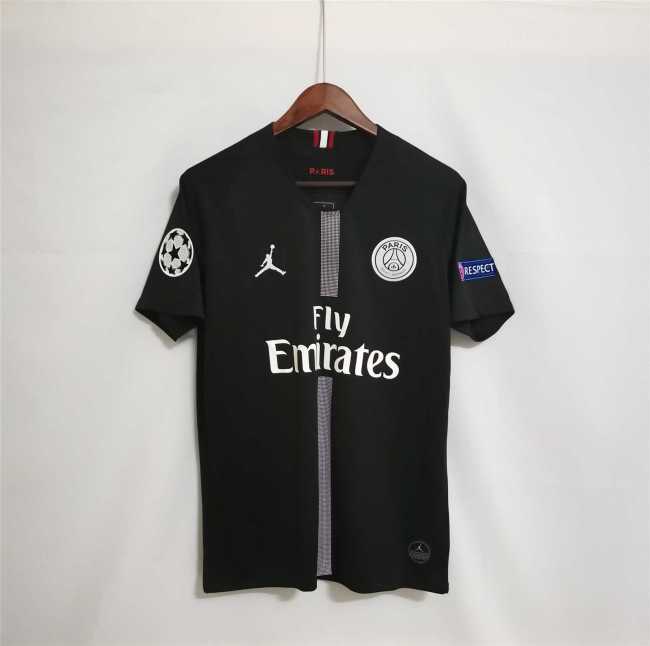with UCL Patch Retro Jersey 2018-2019 Jordan PSG Black Soccer Jersey Vintage Paris Football Shirt