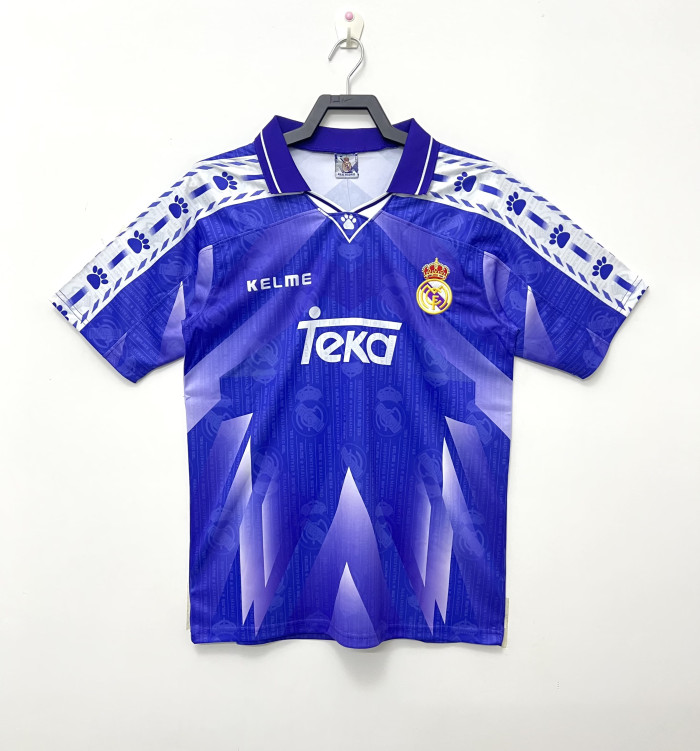 with LFP Patch Retro Jersey 1996-1997 Real Madrid Away Purple Soccer Jersey