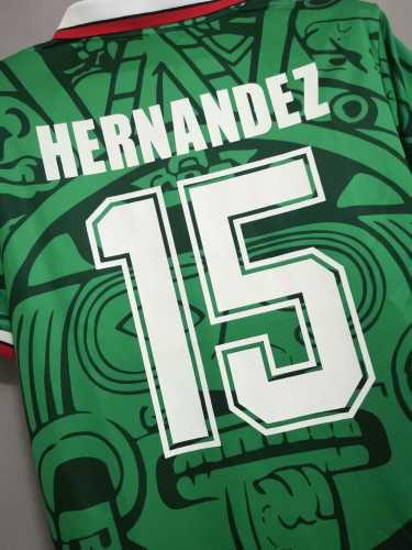 Retro Jersey 1998 Mexico HERNANDEZ 15 Home Soccer Jersey