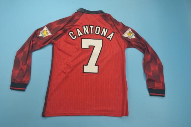 with Golden EPL Patch Retro Jersey Long Sleeve 1996-1997 Manchester United CANTONA 7 Home Soccer Jersey