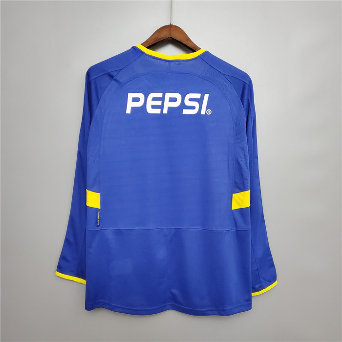 Retro Jersey Long Sleeve 2003-2004 Boca Juniors Home Soccer Jersey