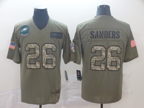 Philadelphia Eagles 26 Miles Sanders 2019 Olive Camo Salute To Service Limited Jersey