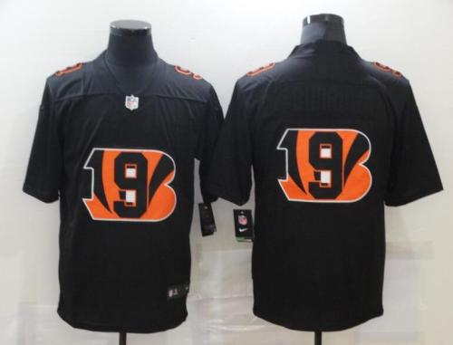 Cincinnati Bengals 9 BURROW Black Shadow Logo Limited Jersey