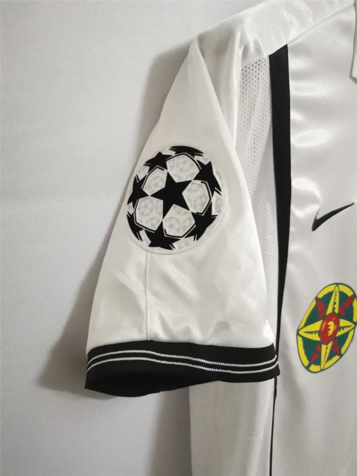 with Front Lettering+UCL Patch Retro Shirt MENDIETA 6 Valencia Camisetas de Futbol 2000-2001 Valencia UEFA Champions League Home Vintage Soccer Jersey