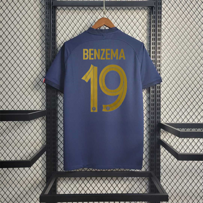Retro Jersey 2022 France BENZEMA 19 Home Soccer Jersey