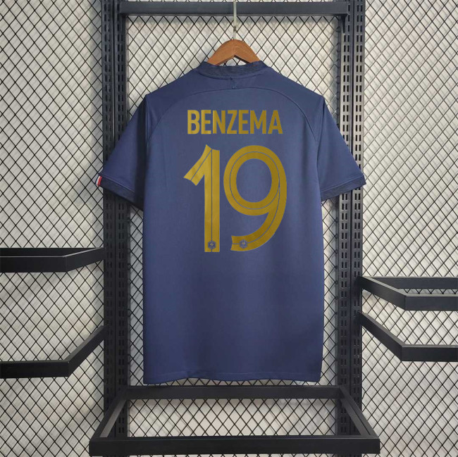 Retro Jersey 2022 France BENZEMA 19 Home Soccer Jersey