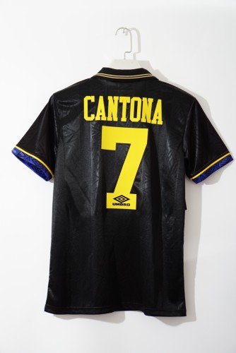 Retro Jersey 1993-1994 Manchester United 7 CANTONA Away Black Soccer Jersey Vintage Football Shirt