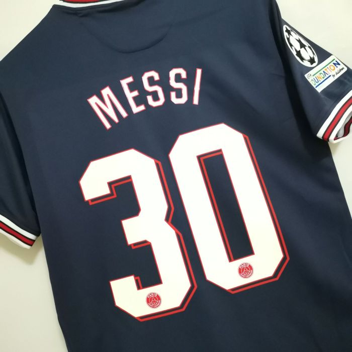 with UCL Patch Retro Jersey 2021-2022 PSG MESSI 30 Home Soccer Jersey Vintage Paris Football Shirt