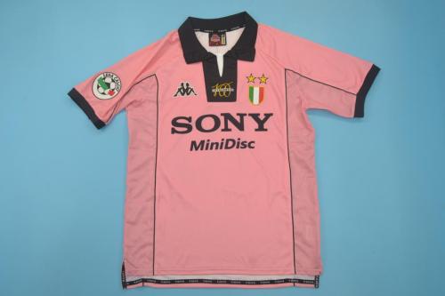 with Serie A Patch Retro Jersey 1997-1998 Juventus #10 DEL PIERO Away Pink Vintage Soccer Jersey