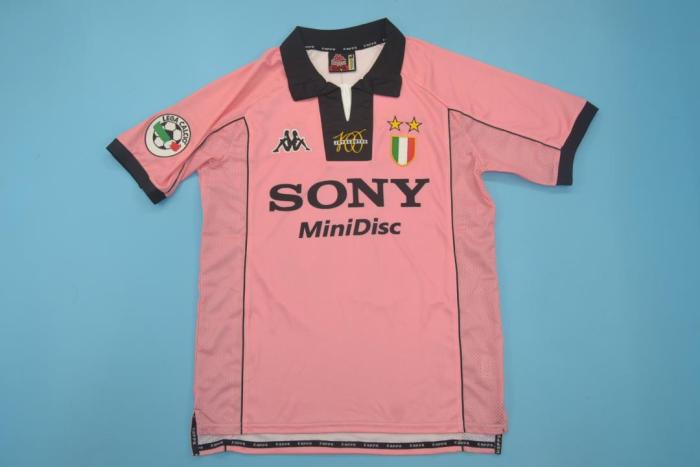 with Serie A Patch Retro Jersey 1997-1998 Juventus #10 DEL PIERO Away Pink Vintage Soccer Jersey