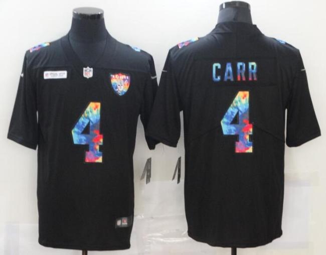 Oakland Raiders 4 CARR Black Vapor Untouchable Rainbow Limited Jersey