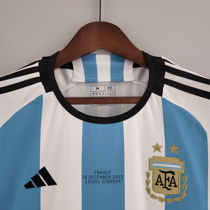 with Final Match Lettering+World Cup Patch Fans Version 2022 World Cup Argentina Home Soccer Jersey