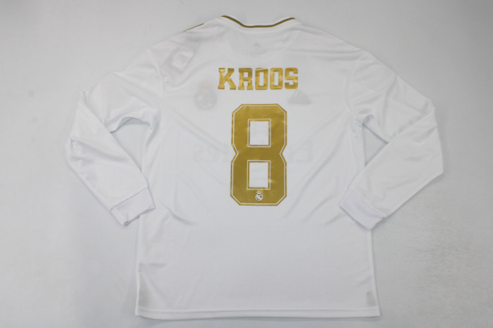 with UCL Patch Long Sleeve Retro Camisetas de Futbol 2019-2020 Real Madrid KROOS Home Soccer Jersey