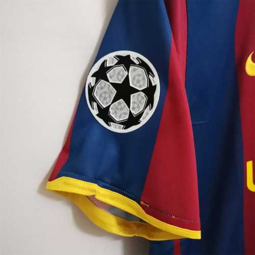 with Front Lettering+UCL Patch Retro Jersey 2010-2011 Barcelona Home Soccer Jersey