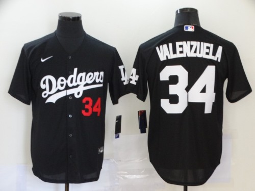 Los Angeles Dodgers 34 VALENZUELA BLACK Cool Base Jersey