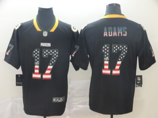 Green Bay Packers 17 ADAMS Black USA Flash Fashion Limited Jersey